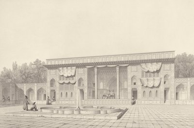 Throne Pavilion, in Teheran, from Voyage Pittoresque of Persia, engraved by Claude Sauvageot (1832-85) published by Lemercier, Paris, 1856 by Pascal Xavier after Coste
